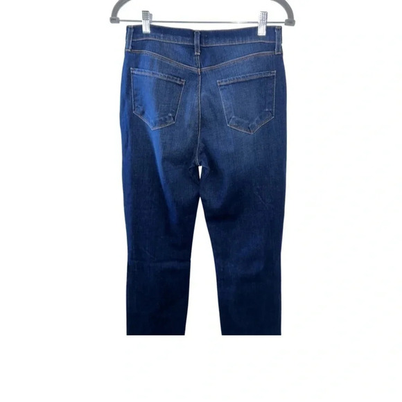 L'Agence Shane Distressed Mid Rise Slouchy Straight Jeans Dark Wash Size 26 - Picture 7 of 8